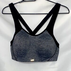 VSX VICTORIA SECRET SPORT BRA SIZE 38C   BLACK HEATHERED GRAY CROSS BACK BRA
